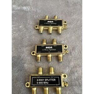 Lot of 3 RCA 4-Way Coax Splitters 5-900 MHz Cable TV Antenna Signal Splitter